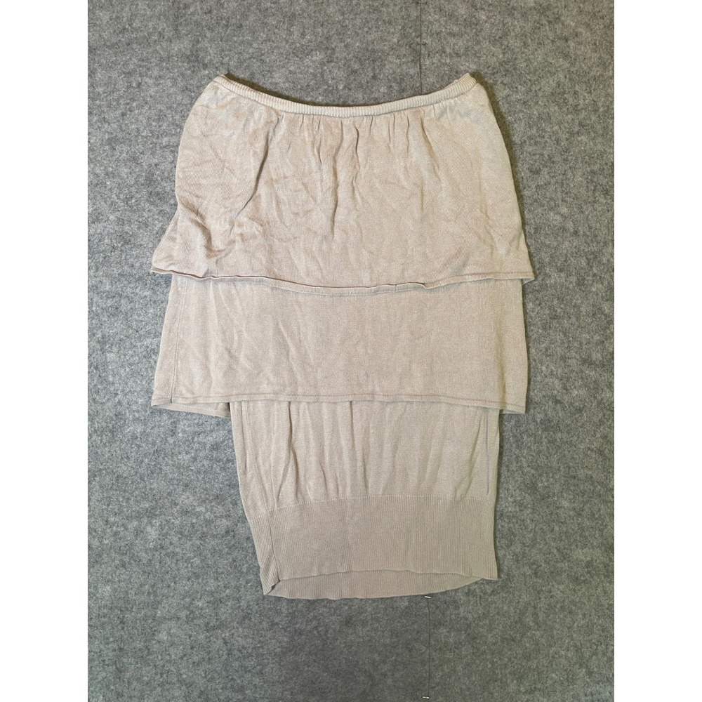 Vertigo Women Beige Tiered Knit Strapless Longline Top Size Medium Rayon